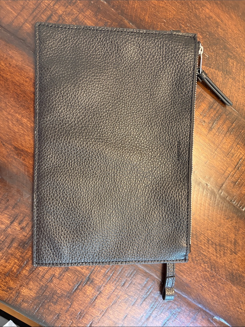All Saints Leather Clutch Pouch in Black Pebbled Leather